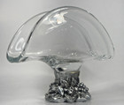Murano Glass Crystal Cocktail Bar Napkin Holder Silver Base Made In Italy Dining
