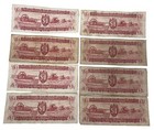 Lot Of 8 Vintage Bank Of Guyana  1 Dollar Banknotes Paper Currency Bills