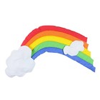 Vintage 70s 80s Wooltex Quilted Fabric Rainbow Cloud Rainbow Brite Decor Nursery