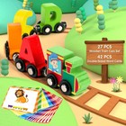 27 Pcs Magnetic Wooden Alphabet Train Sets   Abc Letter Learning Toy Trains W   