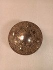 Vtg  Silver Plate Metal Lid Crystal Glass Vanity Powder Jar W  Orig  Powder Puff