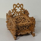 Vintage Folk Art Handmade Fretwork   Scrollwork Wooden Caddy Storage Basket