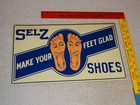 Vintage Selz Shoes Make Your Feet Glad     15  Metal Gasoline Oil Advertising Sign