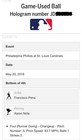 Jack Flaherty Game Used Baseball First Career Mlb Win Cardinals Mlb Holo 1st 