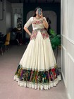 Khadi Cotton Lehenga Choli Gamthi Work Blouse Navratri Garba Traditional Outfit