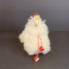 Vintage Alpaca Llama Homemade Figurine White Real Fur Soft Peru Decor