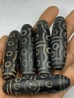 Antique Ancient Near Eastern Old Black Agate Beads Eyes  From Afghanistan Rare