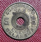 Nd  1936  5 Mills Oklahoma Consumer   s Tax Check Token  Brass 