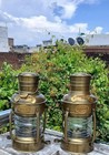 2x Antique Maritime Ship Lantern     Vintage Nautical Oil Lamp Boat Light