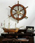 Wall Wood Brass Boat Wheel Nautical Ship For New 24 inch Vintage Wooden Steering