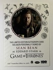 Sean Bean Ned Stark Auto Autograph Card 2024 Game Of Thrones Legends The Realm