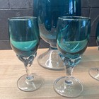 Vintage Mcm Italian Teal Empoli Decanter W 3 Glasses 