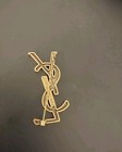  Authentic Ysl Golden Brooch - Yves Saint Laurent Brooch  Free Shipping 