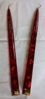 2 Vtg Red Lucite Taper Candles Gold Flecks 12    Tall Hempstead Creations Usa Mcm