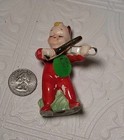 Vtg  Micro Mini Red Devil Pixie Playing Violin Figurine tiny Mid-century Imp