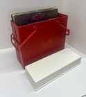 Retro Vintage Lp Case Record 33 Rpm 12    Red   White Plastic Mid Century