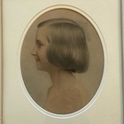 Original Pencil Drawing Of Young Girl In Profile Double Matted   Framed 16x18   