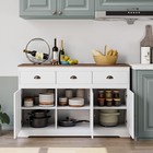 White Buffet Cabinet Storage Sideboard Farmhouse Server Bar Wine Cabinet With 3