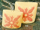 Hawaiian Quilt Clay Michael J Gillan  salt   Pepper  2005 Pink Pineapple Ceramic