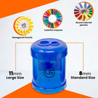 Pencil Sharpeners  3 Pack Blue Dual Hole Sharpener With Receptacle Pencil Sha   
