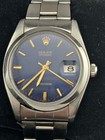 Vintage Rolex Oysterdate Precision 6694 Manual Wind Blue Dial 34mm Serviced Ly 