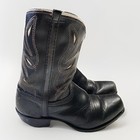 Vintage Children   s Black Leather Cowboy Boots     Cutout Western Style