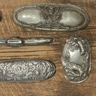 Antique Victorian Vanity Mirror Hair Brush Art Nouveau Scroll Floral Wall Hanger