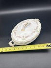 Antique A  Lanternier Limoges France Covered Vegetable Tureen Rose Swag Gold 12 