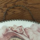 Vtg 1992 Victorian Chimney Flue Cover Girl W Bonnet Print Glass Wire Chain Frame