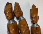 African Carved Wood Tribal Decor Salad Serving Spoon Set