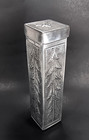 Fireplace Matchstick Holder Box W lid Embossed Pine Tree Aluminum Cabin Decor