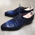 New Alligator Style Blue Shoes  Mens Lace Up Shylish Leather Dress Shoes