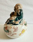 Vintage Japanese Laughing Buddha Hotei Ceramic Statue With Fan 6 5 tall