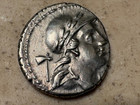 Roman Republic M  Volteius Ar Denarius Xf 75bc