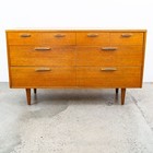 Mid Century Modern Credenza Dresser 7 Drawer Stanley Mahogany Mcm Brass Handles