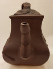 Old Chinese Yixing Clay Teapot Unglazed With Bamboo Spout And Relief