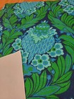 Awesome Rare Vintage Mid Century Retro 70s 60s Fancy Blue Grn Floral Fabric  Wow