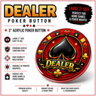 New 3  Acrylic Dealer Button From Chipdaddy - Texas Hold em Poker Dealer Table