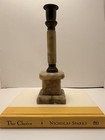 Vintage antique Alabaster Marble And Brass Candlestick Made In Germany Signed 