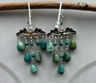Vge Barse Thailand Sterling Silver Turquoise Nugget Chandelier Dangle Earrings
