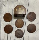 Vintage Round Flower Motif Wooden Coasters Mcm  6 