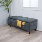 Long Storage Ottoman Bench Upholstered Footstool Entryway Shoe Footrest Stool