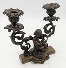 Victorian Bronze Cherub Twin Light Candleabra 19th Century