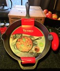 Victoria 12 Inch Cast Iron Skillet Pre Seasoned Frying Pan Long Handle Black
