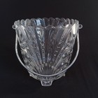Vintage Cambridge Glass Caprice Optic Swirl Ice Bucket With Metal Handle Usa