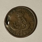 Antique 1854 Bank Of Upper Canada One Half Penny Bank Token Bronze Coin  damage