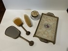Vintage Brass Filigree Vanity Set