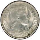 1931 Latvia 5 Lati Pcgs Unc Uncirculated Graded Km 9 Silver  835 Crown Sized