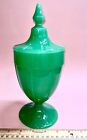 Northwood Colonial Opaque Jadeite Green Covered Apothecary Jar 1920   s