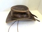 Brandslock Genuine Steer Hide Leather Cowboy Hat Aussie Outback - Australian - S